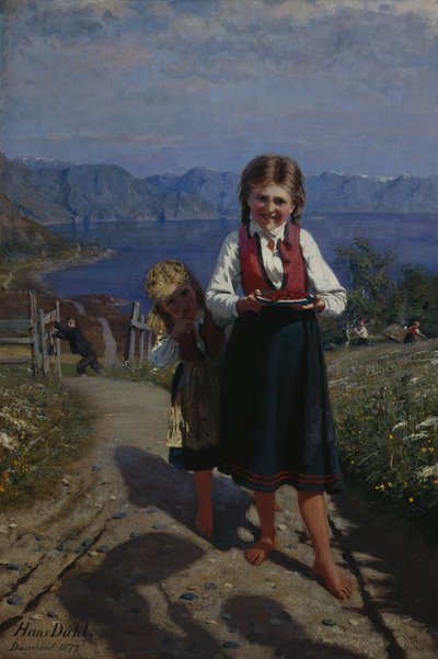 Duas Irmãs com Morangos de Hans Andreas Dahl
