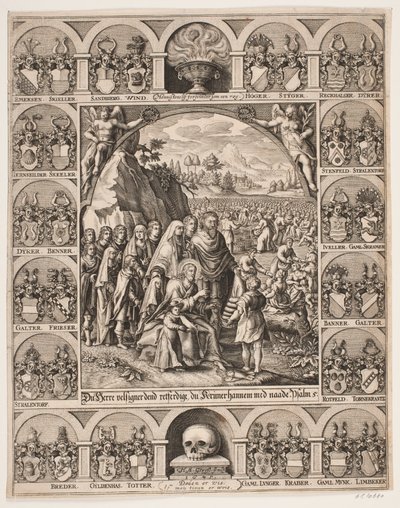 Cristo alimenta os 5000. Cercado pelos escudos de Jørgen Vind de Hans Andreas Greys
