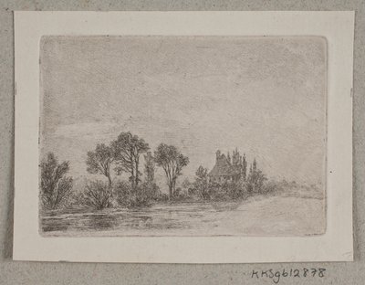 Paisagem com árvores por uma água de Hans Anton Thiele