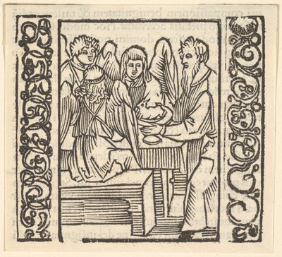 Anjos servidos em uma mesa, ilustração de Speculum Passionis, 1507, 1507. de Hans Baldung