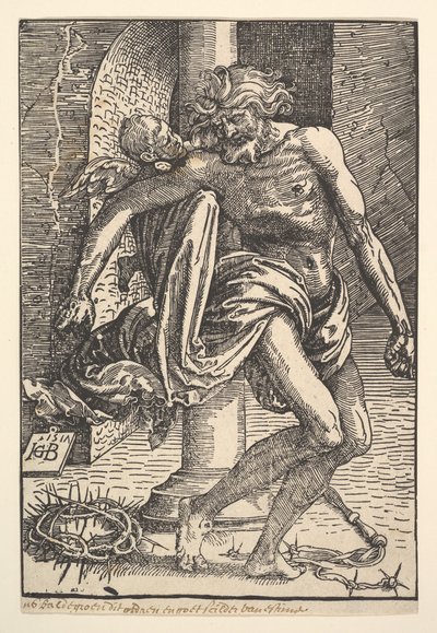 Cristo com os instrumentos de tortura apoiados por um anjinho, 1517. de Hans Baldung