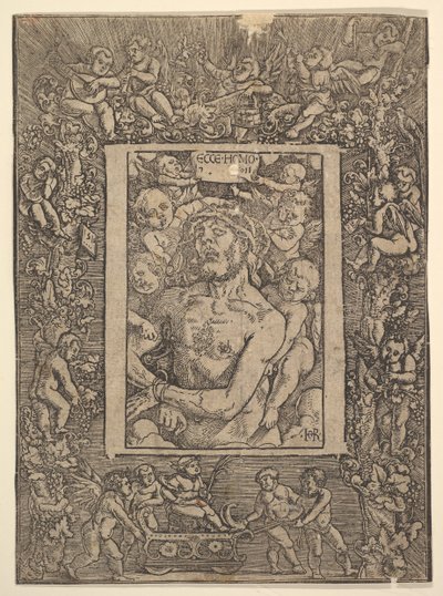 Ecce Homo com borda ornamental mostrando o triunfo de Baco, 1511. de Hans Baldung