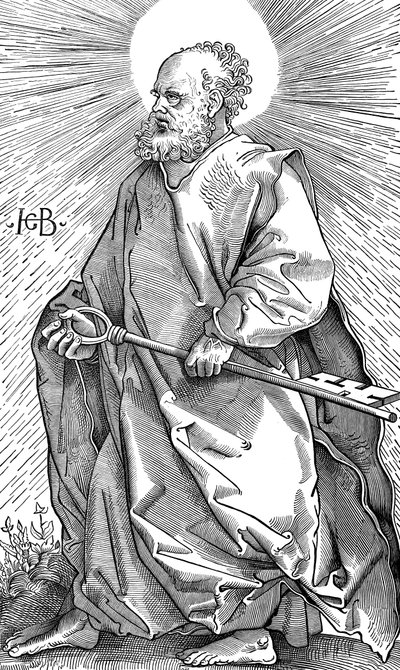 São Pedro segurando seu símbolo de uma chave, c1490-1550 de Hans Baldung