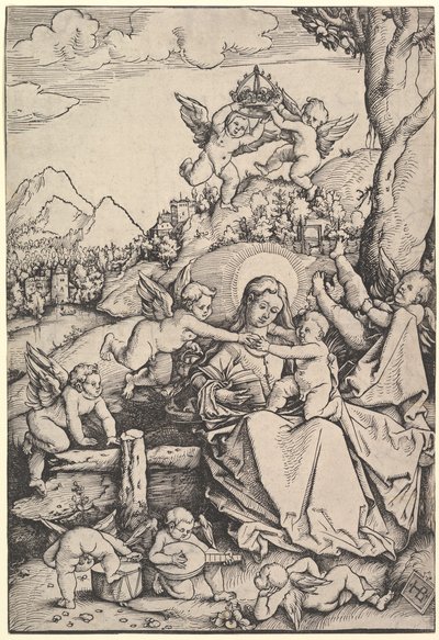 A Virgem e o Menino com Oito Anjos em uma Paisagem, 1511. de Hans Baldung