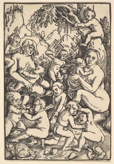 Duas mães com filhos morrem Kinderaue, ca. 1512. de Hans Baldung