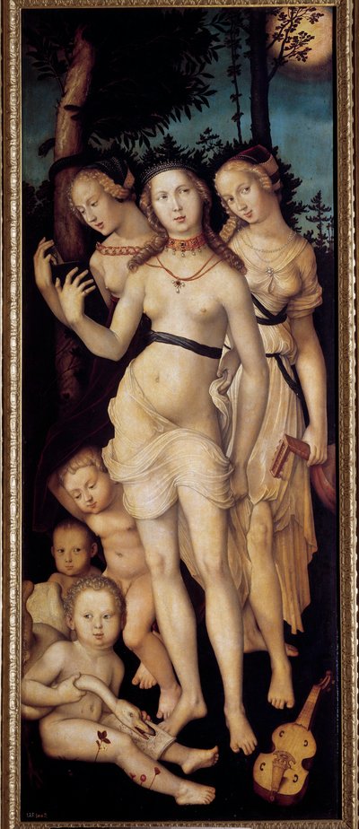 Harmonia ou as três graças. Pintura de Grien Hans Baldung (1484-1545) Ec. Todos. de Hans Baldung Grien