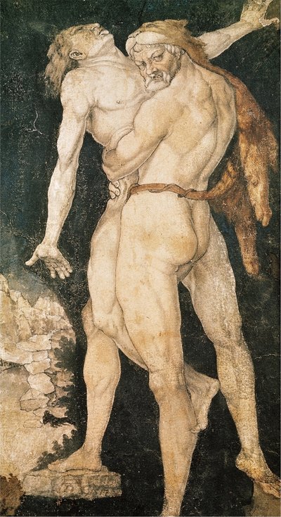 Heracles e Antaeus de Hans Baldung Grien