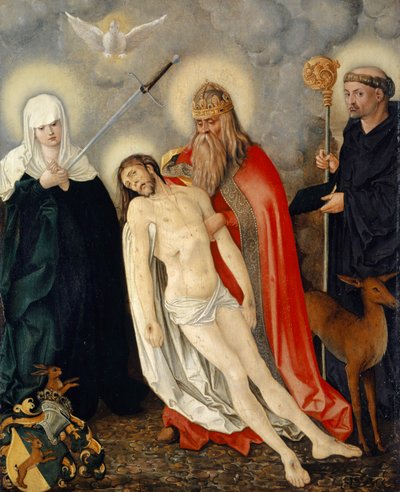 A Santíssima Trindade entre a Senhora das Dores e São Giles, c.1513-16 de Hans Baldung Grien