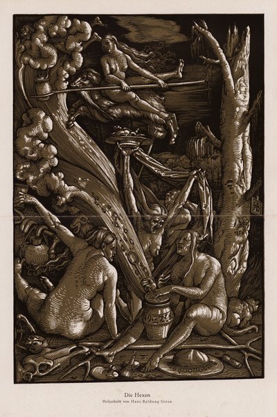 O Sabá das Bruxas (xilogravura) de Hans Baldung Grien