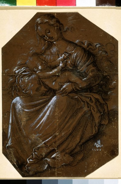 "Virgem e Criança" (Virgem e Criança) Desenho a tinta e caneta sobre papel pardo por Hans Baldung (1484-1545) Museu Pushkin do século XVI, Moscou de Hans Baldung Grien