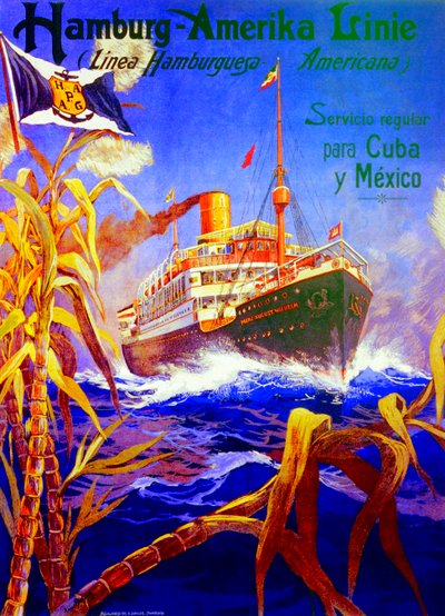 Cartaz publicitário da Linha Americana de Hamburgo de Hans Bohrdt