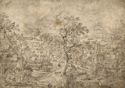 Paisagem com Abraão e Anjos, 1567 de Hans Bol