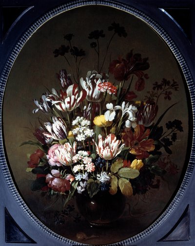 Vaso de flores. Pintura de Hans Bollongier (v.1600-ap. 1644), Ec. Hol. Óleo sobre tela. Dim: 0,83 X 0,68m. Chalon-Sur-Saone, Musee Denon de Hans Bollongier