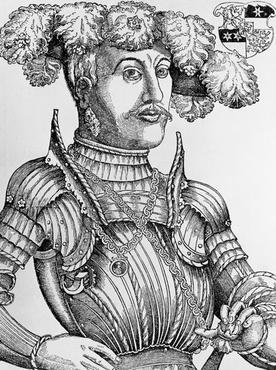 Retrato de Filipe I, Landgrave de Hesse, conhecido como o Magnânimo (1504-1567), gravado por Hans Brosamer (1495-1554) de Hans Brosamer