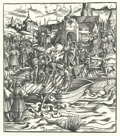 Execução dos líderes de um levante contra o domínio do arquiduque Maximiliano da Áustria em Ghent, 1484 de Hans Burgkmair