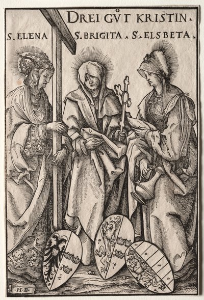As três heroínas cristãs: Santos Helen, Bridget e Elizabeth. de Hans Burgkmair