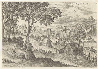 Vista de Saint Gilles Sint Gielijs para Bruxelas (título no objeto) Pontos turísticos da área de Bruxelas (título da série) de Hans Collaert (I)
