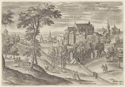Vista do Tribunal de Bruxelas
Tribunal de Bruxelas (título sobre o objecto)
Vistas dos arredores de Bruxelas (título da série) de Hans Collaert (I)