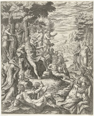 João Baptista prega à multidão de Hans Collaert (I)