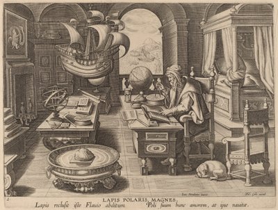 Lapis Polaris, Magnes (The Lodestone, The Magnet) de Hans Collaert the Younger after Jan van der Straet