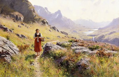 Tricô em uma paisagem norueguesa de Hans Dahl