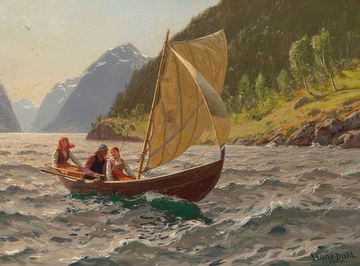 Navegando na paisagem do fiorde norueguês de Hans Dahl