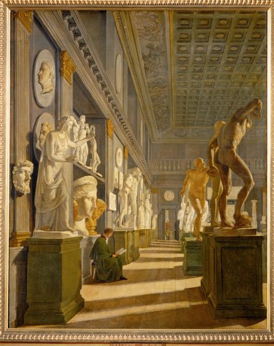 A Sala das Antiguidades do Palácio de Charlottenborg, Copenhaga ... (pintura sobre tela) de Hans Ditlev Christian Martens Kiel
