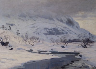 paisagem montanhosa, inverno de Hans Fredrik Henriksen Borgen