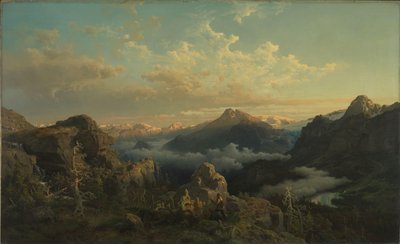 Terras altas norueguesas ao nascer do sol de Hans Gude