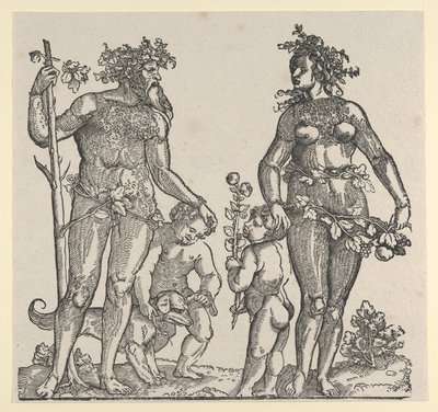 Homem Selvagem e Mulher Selvagem, 1545. de Hans Guldenmond