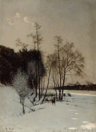 Uma visão de inverno em Posen, 1887 de Hans Hampke