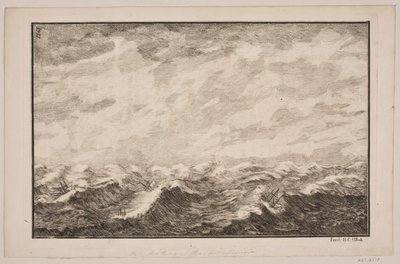 Navios em mar agitado. Ilustração para Fontenay, "Söe-Evolution"; Copenhague 1743 de Hans Henrich Christian Ulrich