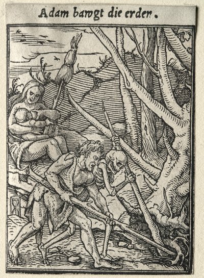 Dança da Morte: Adam lavrando o chão de Hans Holbein