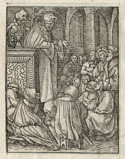 A Dança da Morte: O Pregador, O Sacerdote. de Hans Holbein