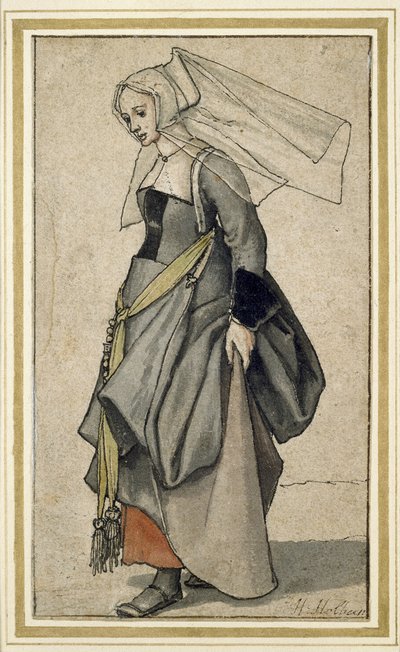 Uma jovem inglesa, século XVI (caneta e tinta sobre papel) de Hans Holbein der Jüngere