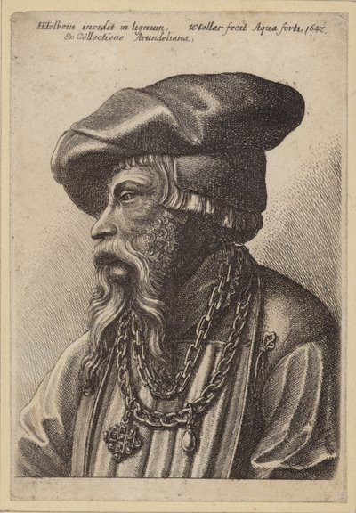 Homem barbudo com colar de corrente de Hans Holbein der Jüngere