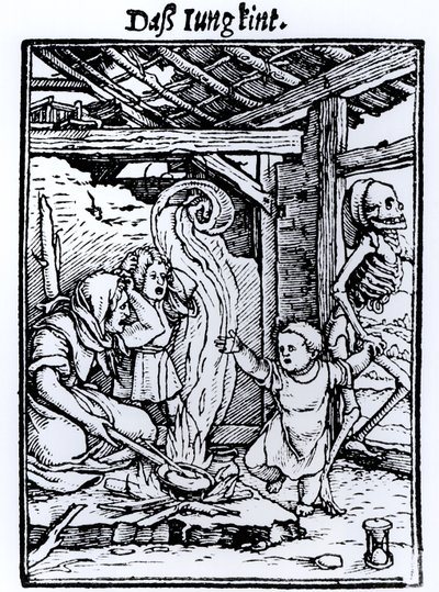 Death Taking a Child, da série &39;Dance of Death&39;, gravada por Hans Lutzelburger, c.1526-8 de Hans Holbein der Jüngere