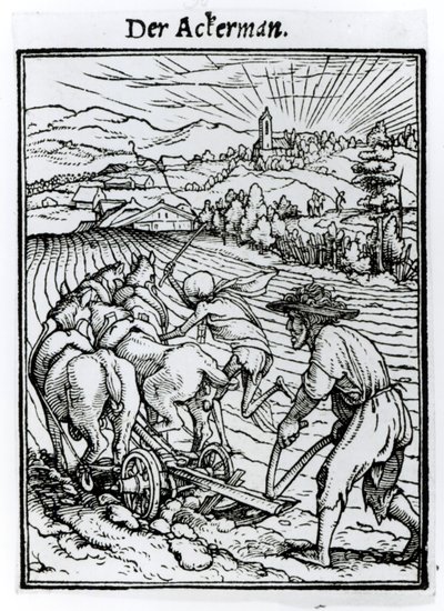 Morte e o lavrador, de &39;A dança da morte, gravada por Hans Lutzelburger, c.1538 de Hans Holbein der Jüngere