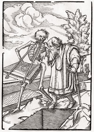 A morte chega ao velho homem, ou o eremita, de &39;Der Todten Tanz&39;, publicado Basel, 1843 de Hans Holbein der Jüngere