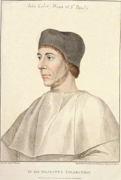 John Colet (c.1467-1519), decano de São Paulo, gravado por Francesco Bartolozzi (1727-1815) de Hans Holbein der Jüngere