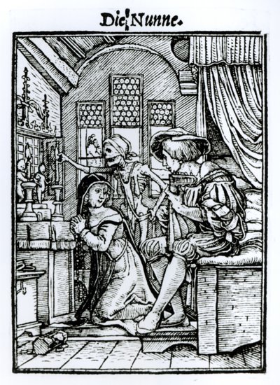 A freira, de "A dança da morte", gravada por Hans Lutzelburger, c.1538 de Hans Holbein der Jüngere