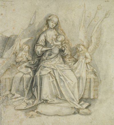 Madonna and Child (caneta e tinta marrom com lápis sobre papel) de Hans Holbein the Elder
