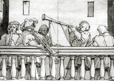 Músicos de Henrique VIII (caneta e tinta no papel) de Hans Holbein the Elder