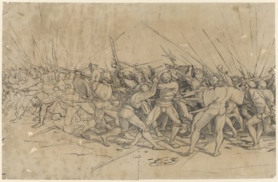 Cena de batalha, c.1524 (caneta, tinta e lavagem) de Hans Holbein the Younger