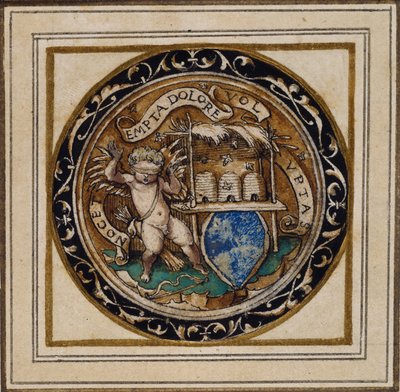 Cupido picado por abelhas - Desenho para um pingente ou distintivo de chapéu, c.1532-43 (caneta e tinta sobre papel) de Hans Holbein der Jüngere