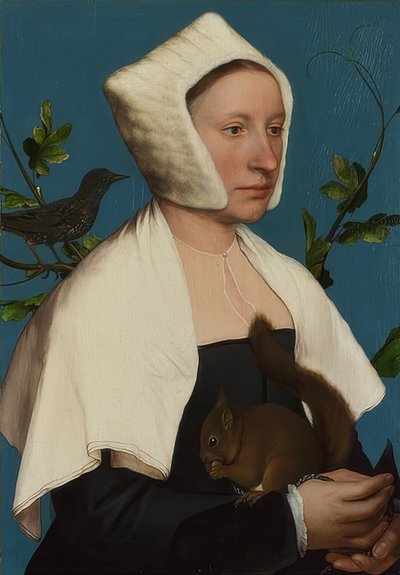 Senhora com esquilo e estrela (Anne Lovell). Por volta de 1526-28 de Hans Holbein der Jüngere
