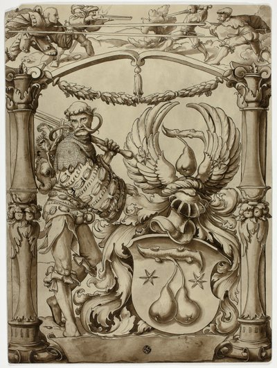 Desenho para as armas heráldicas suíças de Hans Holbein the Younger