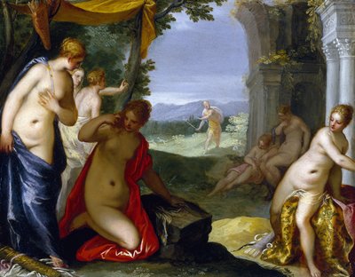 Diana e Actaeon, c.1596-1606 (óleo sobre cobre) de Hans I or Johann Rottenhammer