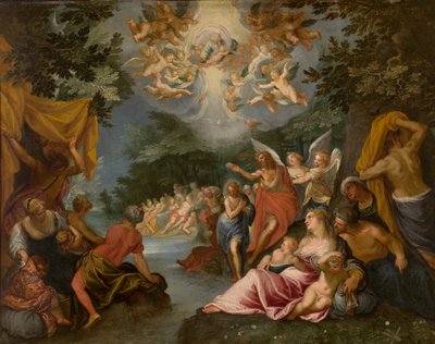 O Batismo de Cristo (óleo sobre cobre) de Hans I or Johann Rottenhammer