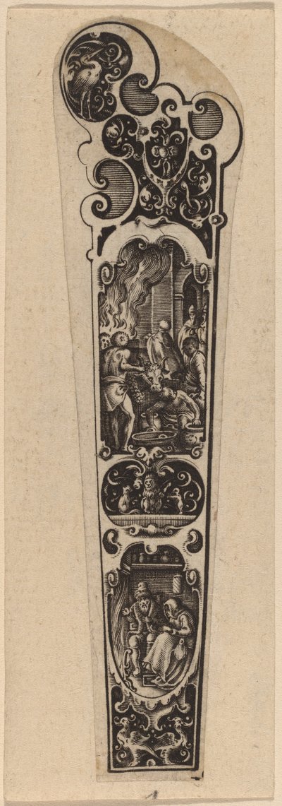 Cabo para faca ou garfo, ornamentado com figuras de Hans Janssen